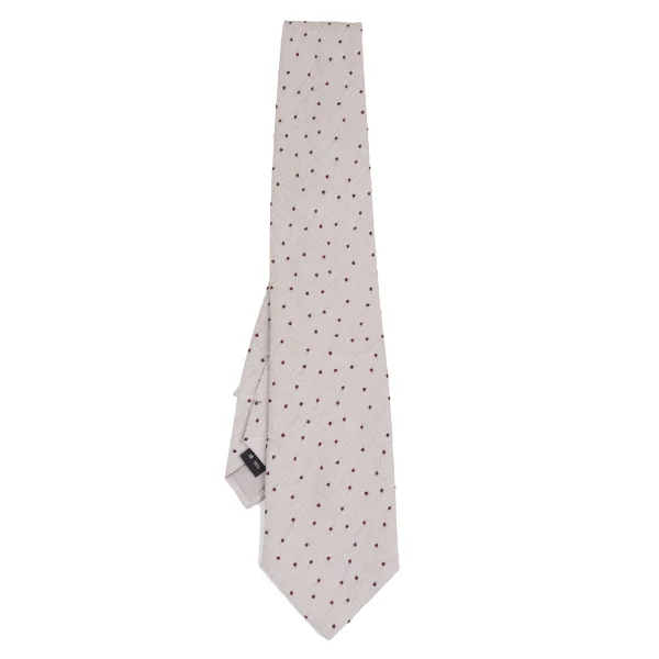 ISSEY MIYAKE MEN Wrinkled Silk Pin-dot Tie Beige,Bordeaux  K-172126_001