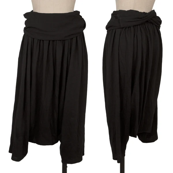 JUNYA WATANABE Wool Fold-over Waist Dropped Crotch Pants Black S-M K-172132_001