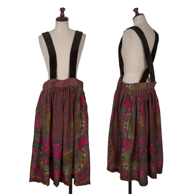 COMME des GARCONS GIRL Floral Print Side Line Suspender Skirt