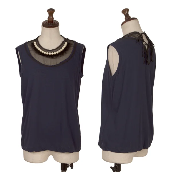 tricot COMME des GARCONS Perl-embellished Tank Top Navy XS-S K-172145_001