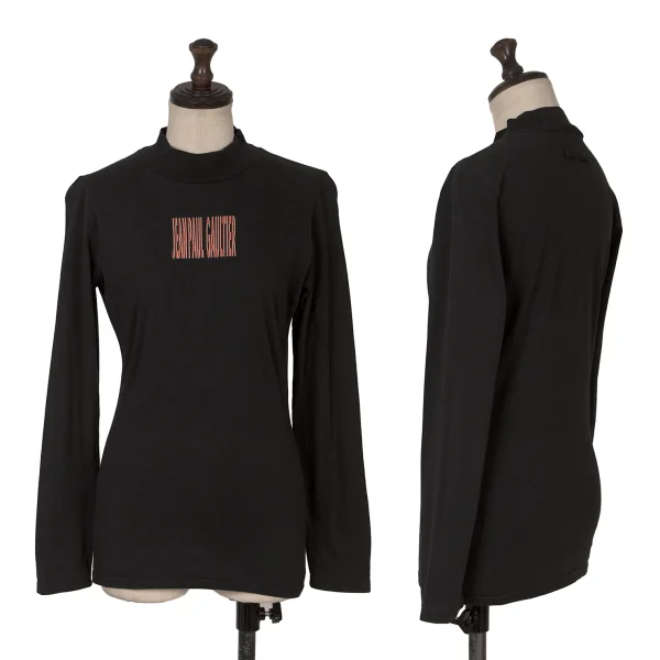 Jean Paul GAULTIER CLASSIQUE Logo Printed Mock Neck T Shirt Black 40 K-172170_001