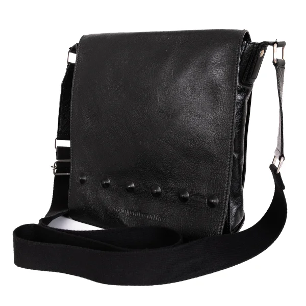 Jean Paul GAULTIER Studs Emboss Leather Messenger Bag Black  K-172175_001