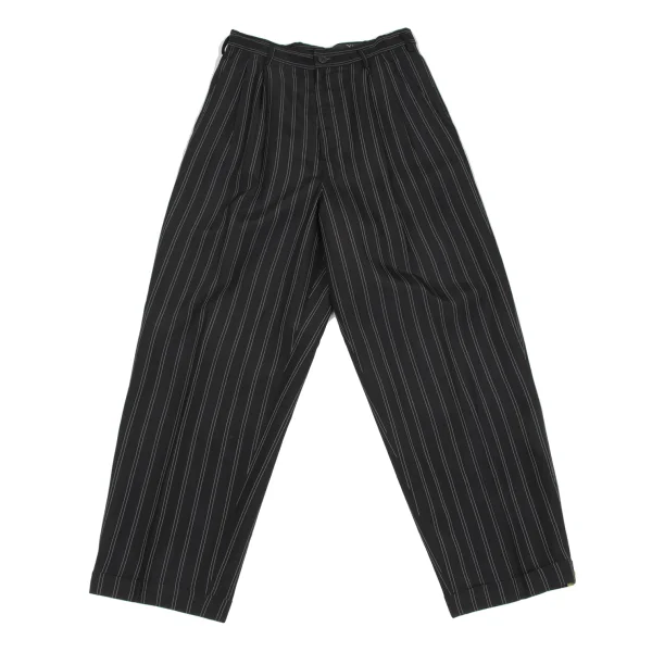 Y's Washed Striped Tuck Pants Black M K-172178_001