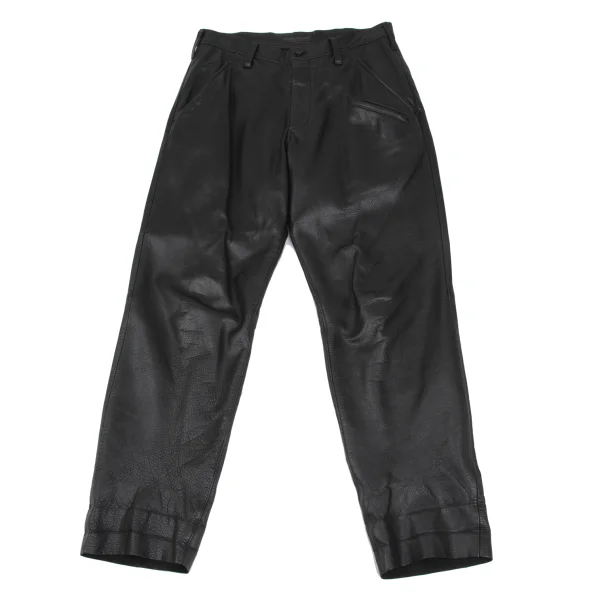 REGULATION Yohji Yamamoto MEN Pocket-Detail Cowhide Leather Pants Black 2 K-172191_001