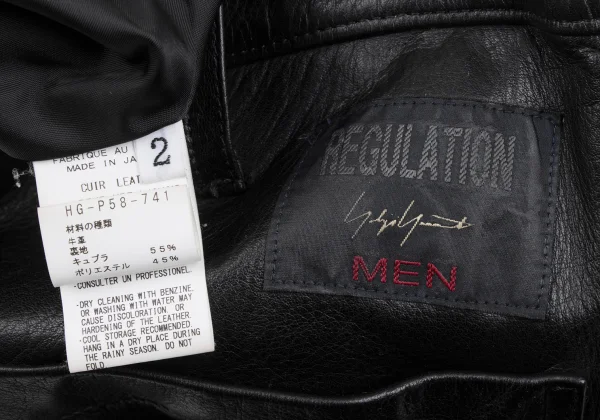 REGULATION Yohji Yamamoto MEN Pocket-Detail Cowhide Leather Pants K-172191_017