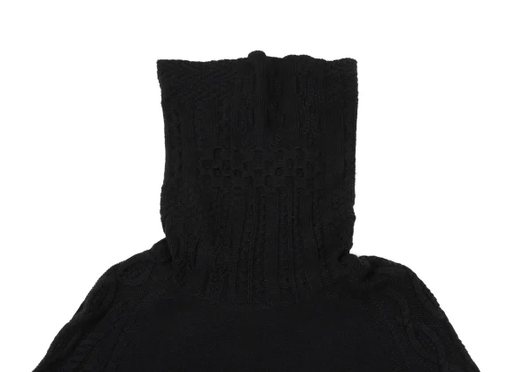 Yohji Yamamoto NOIR Wool Blend Patch Pocket Turtleneck Cable Knit Sweater K-172194_004