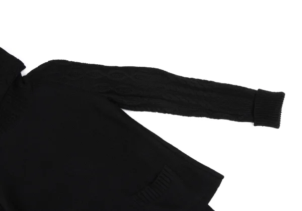 Yohji Yamamoto NOIR Wool Blend Patch Pocket Turtleneck Cable Knit Sweater K-172194_005