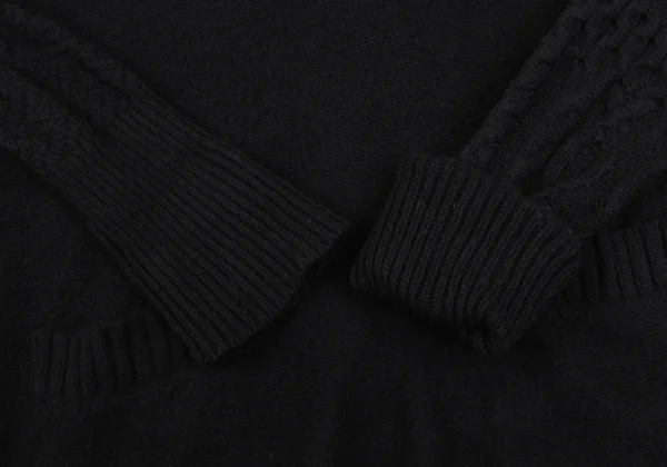 Yohji Yamamoto NOIR Wool Blend Patch Pocket Turtleneck Cable Knit Sweater K-172194_006
