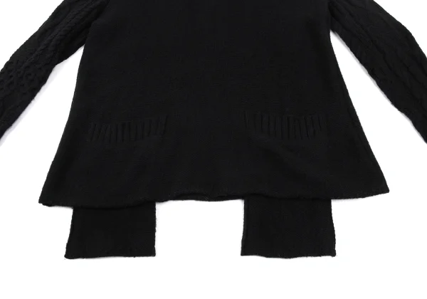 Yohji Yamamoto NOIR Wool Blend Patch Pocket Turtleneck Cable Knit Sweater K-172194_007