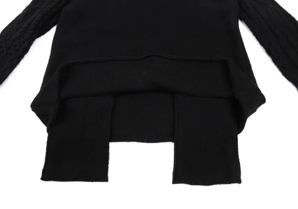 Yohji Yamamoto NOIR Wool Blend Patch Pocket Turtleneck Cable Knit Sweater K-172194_009
