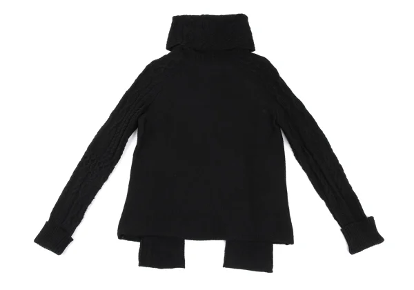 Yohji Yamamoto NOIR Wool Blend Patch Pocket Turtleneck Cable Knit Sweater K-172194_010