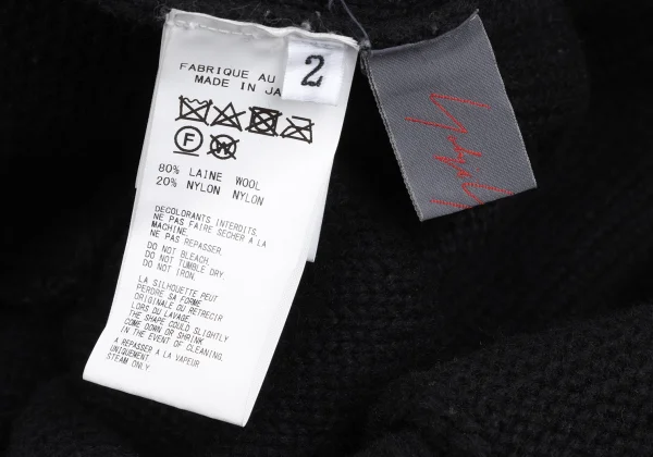Yohji Yamamoto NOIR Wool Blend Patch Pocket Turtleneck Cable Knit Sweater K-172194_012