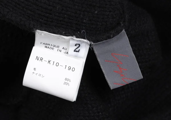 Yohji Yamamoto NOIR Wool Blend Patch Pocket Turtleneck Cable Knit Sweater K-172194_013