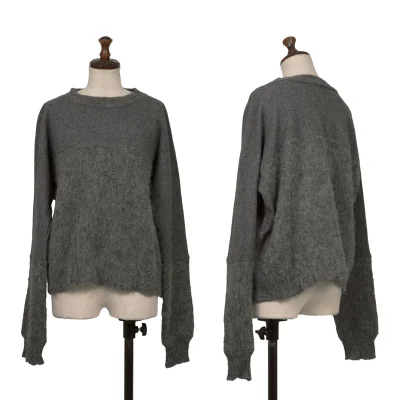 Y's Alpaca Blend Wool Brushed Switching Knit Top