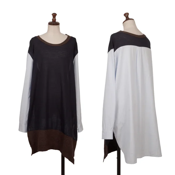 Y's Shirt Docking Wool Knit Tunic Navy,Blue 2 K-172198_001