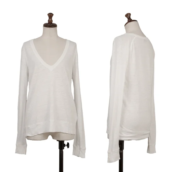 Theory Linen V Neck T Shirt White S K-172201_001