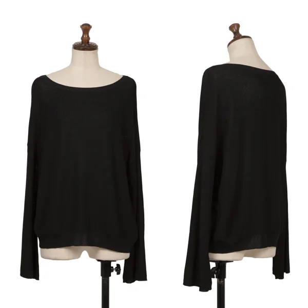 Theory Flare Sleeves Rayon Knit Top Black S K-172202_001