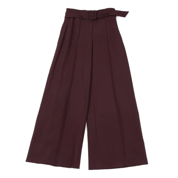 Theory Rayon Wool Stretch Belted Wide Pants Bordeaux 2 K-172204_001