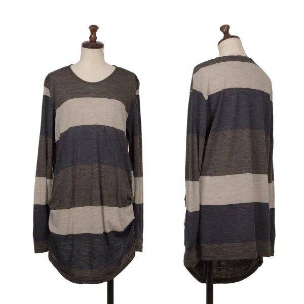 Plantation Washed Wool Striped Knit Top Multi-Color M K-172208_001