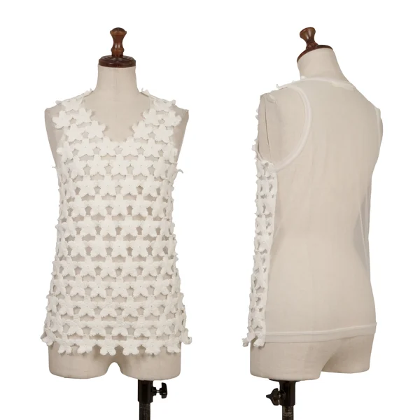 COMME des GARCONS Front Star Knit Switching Mesh Tank Top White XS-S K-172221_001
