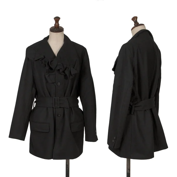 tricot COMME des GARCONS Wool Blend Design Collar Belted Jacket Black XS-S K-172232_001