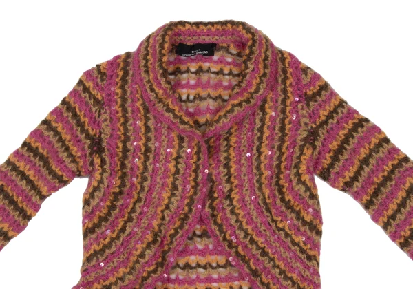 tricot COMME des GARCONS Sequin-embellished Buttonless Low-gauge Knit Jacket K-172233_003