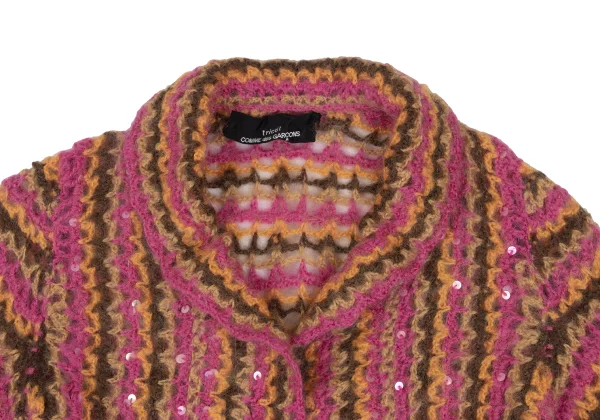 tricot COMME des GARCONS Sequin-embellished Buttonless Low-gauge Knit Jacket K-172233_004
