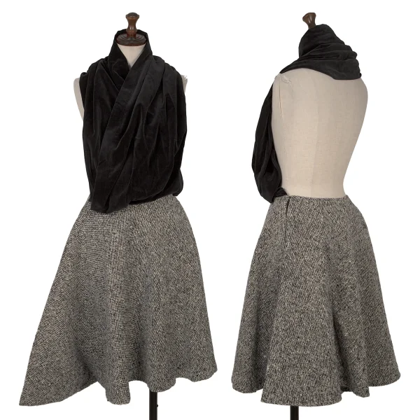COMME des GARCONS NOIR Velour Switching Asymmetrical Halter-neck Dress Black,White M K-172234_001