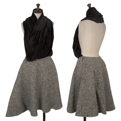 COMME des GARCONS NOIR Velour Switching Asymmetrical Halter-neck Dress