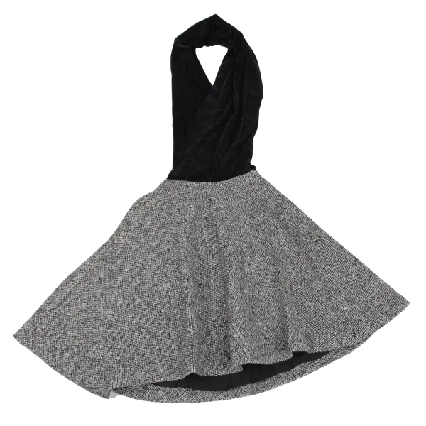 COMME des GARCONS NOIR Velour Switching Asymmetrical Halter-neck Dress K-172234_002