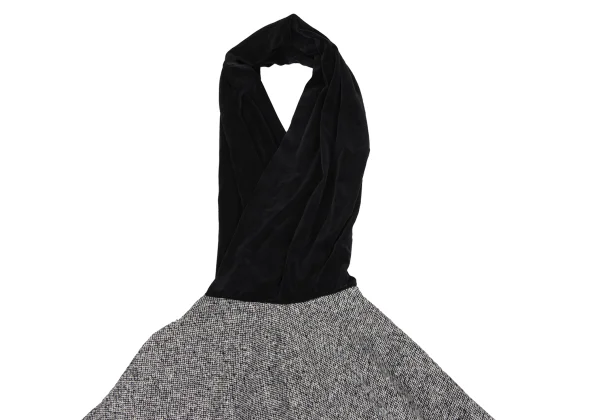 COMME des GARCONS NOIR Velour Switching Asymmetrical Halter-neck Dress K-172234_003