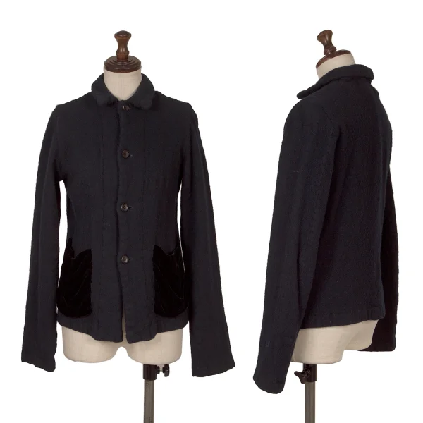 robe de chambre COMME des GARCONS Velour Pocket Design Brushed Jacket Navy S-M K-172235_001