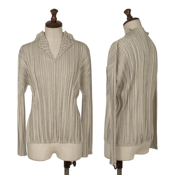 PLEATS PLEASE Pleats Stripe Skipper Top Cream 3 K-172260_001