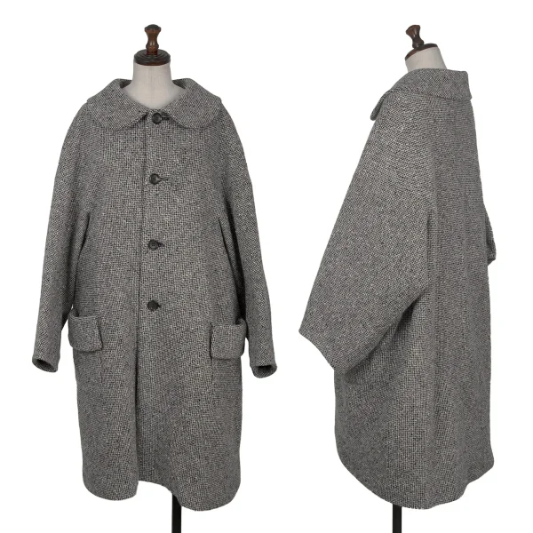 COMME des GARCONS Quilt-Lined Padded Tweed Coat Black,White S K-172265_001