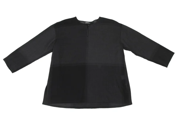 ISSEY MIYAKE PERMANENTE Wool Checker Skipper Sheer Top K-172277_002