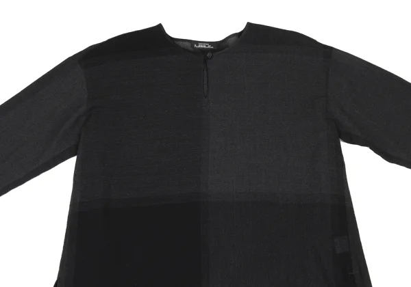 ISSEY MIYAKE PERMANENTE Wool Checker Skipper Sheer Top K-172277_003