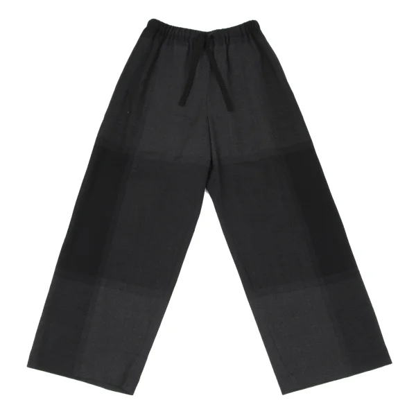 ISSEY MIYAKE PERMANENTE Wool Checker Sheer Wide Pants Charcoal M K-172278_001