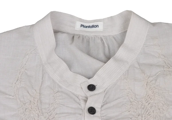 Plantation Shirred Striped Pullover Blouse K-172280_004