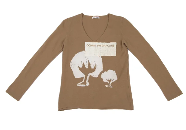 COMME des GARCONS Logo Print Wool V-neck Knit Sweater K-172290_002