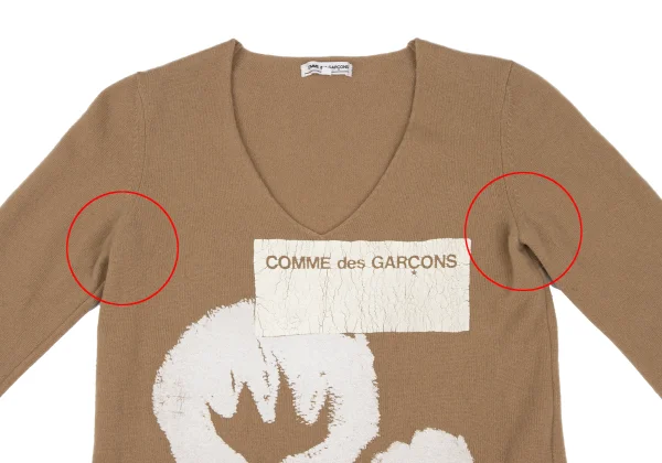 COMME des GARCONS Logo Print Wool V-neck Knit Sweater K-172290_003