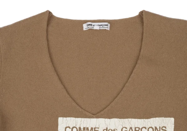 COMME des GARCONS Logo Print Wool V-neck Knit Sweater K-172290_006