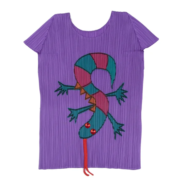 PLEATS PLEASE Pleated Lizard Patch Short-sleeved Top K-172297_002