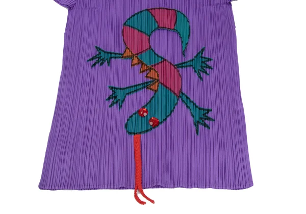 PLEATS PLEASE Pleated Lizard Patch Short-sleeved Top K-172297_007