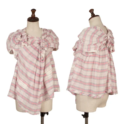 tricot COMME des GARCONS Knot Design Check Sleeveless Blouse