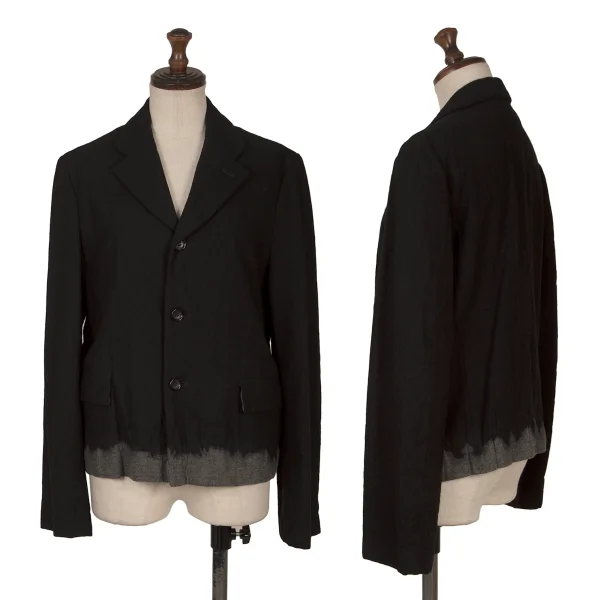 COMME des GARCONS Wool Blend Hem Bleached Notched Lapel Jacket Black M K-172317_001