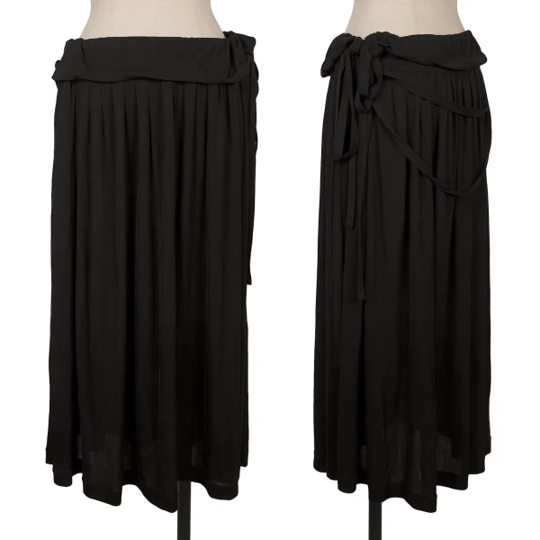 Yohji Yamamoto NOIR Silk Strap Tuck Skirt Black 3 K-172328_001
