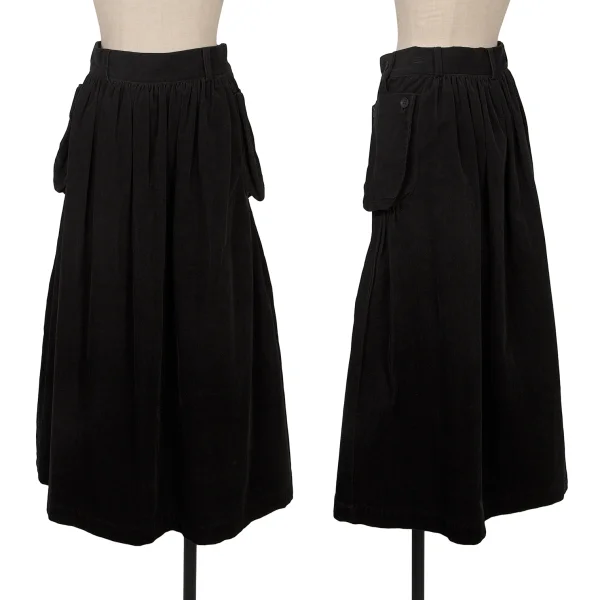 Y's Cotton Pocket Design Corduroy Skirt Black 2 K-172337_001