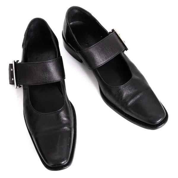LIMI feu Wide Belted Leather Mary Jane Shoes Black M (US About 7) K-172343_001