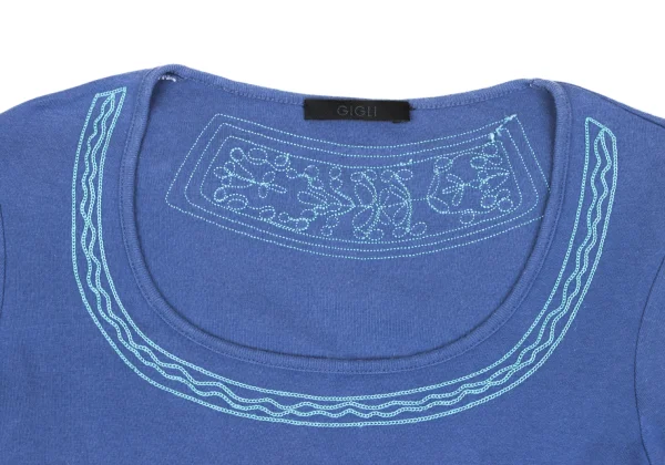 gigli Embroidery Design Open-Neck T-Shirt K-172347_002