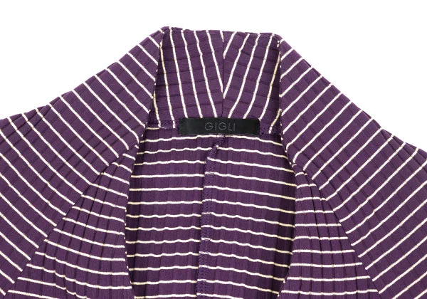 gigli Nylon V-neck Striped Rib Knit Top K-172348_004